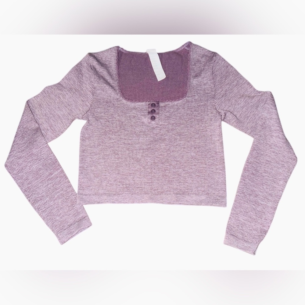 Fabletics Purple Long Sleeve Women's cropped Top large